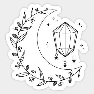 Crystal Floral Moon Sticker